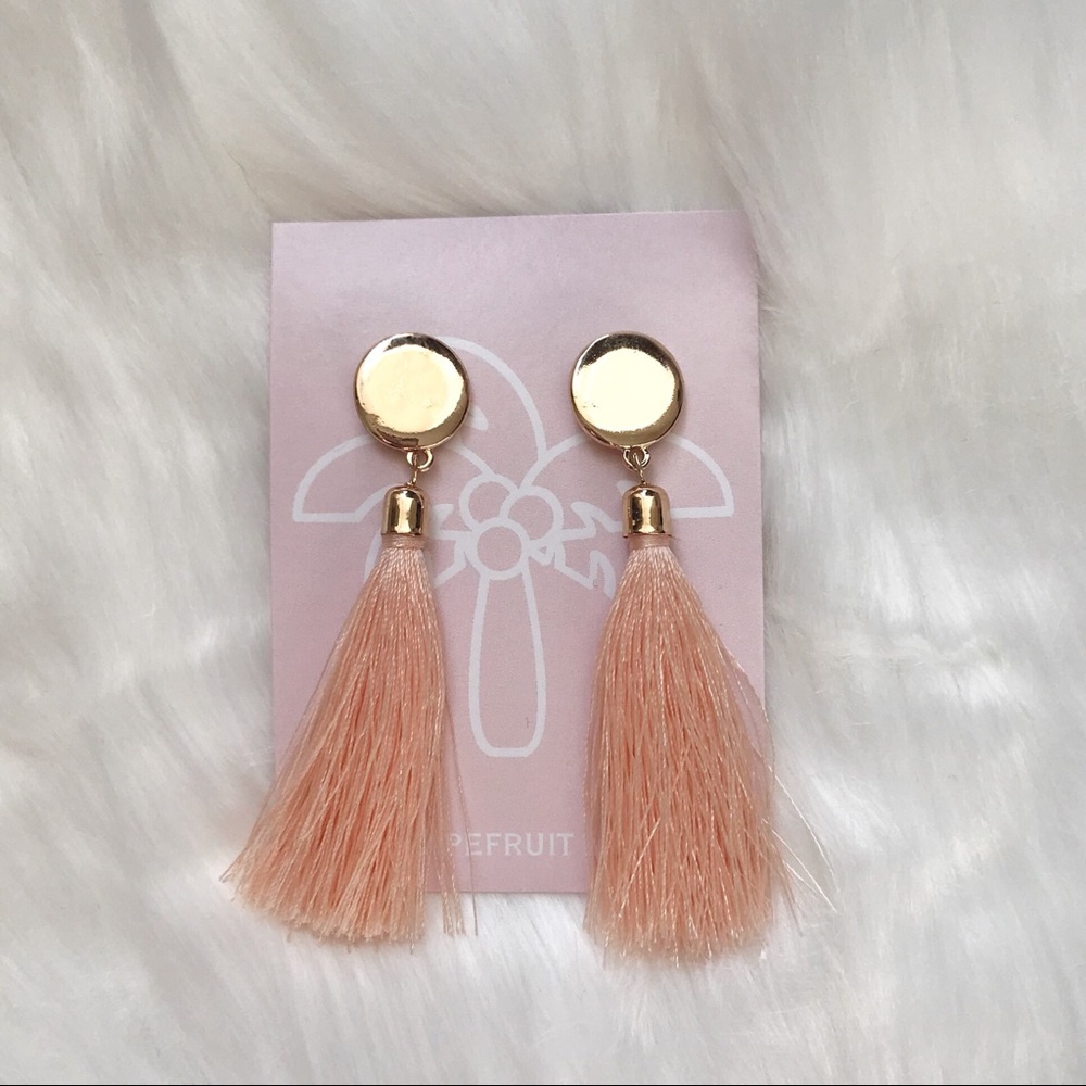 New Peachy Pink colored Tassel Earrings